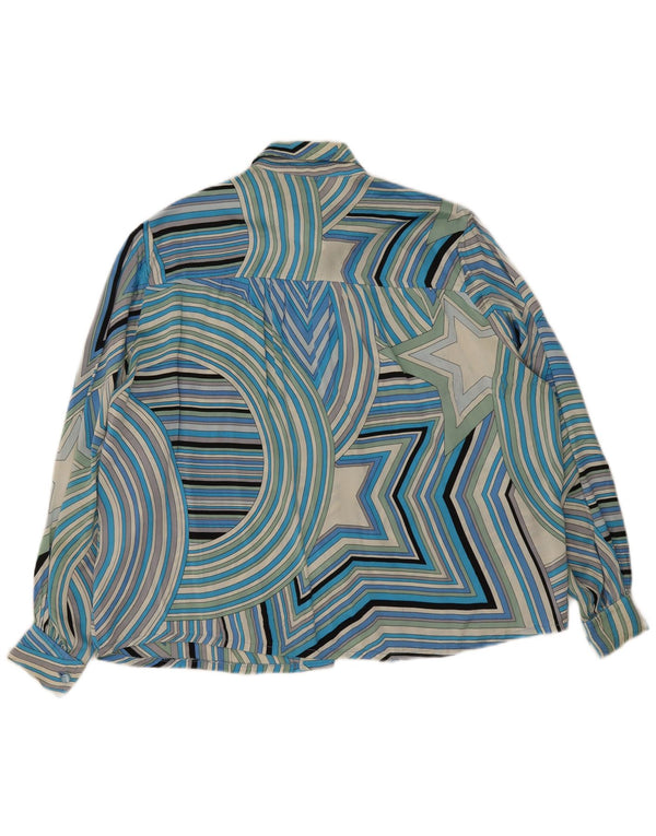 Vintage Womens Shirt UK 20 2XL Blue Geometric