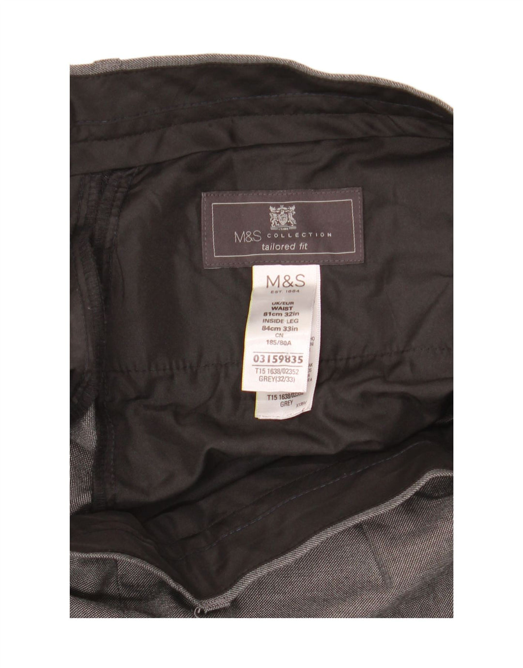 Marks & Spencer Mens Tailored Fit Straight Suit Trousers W32 L33 Grey