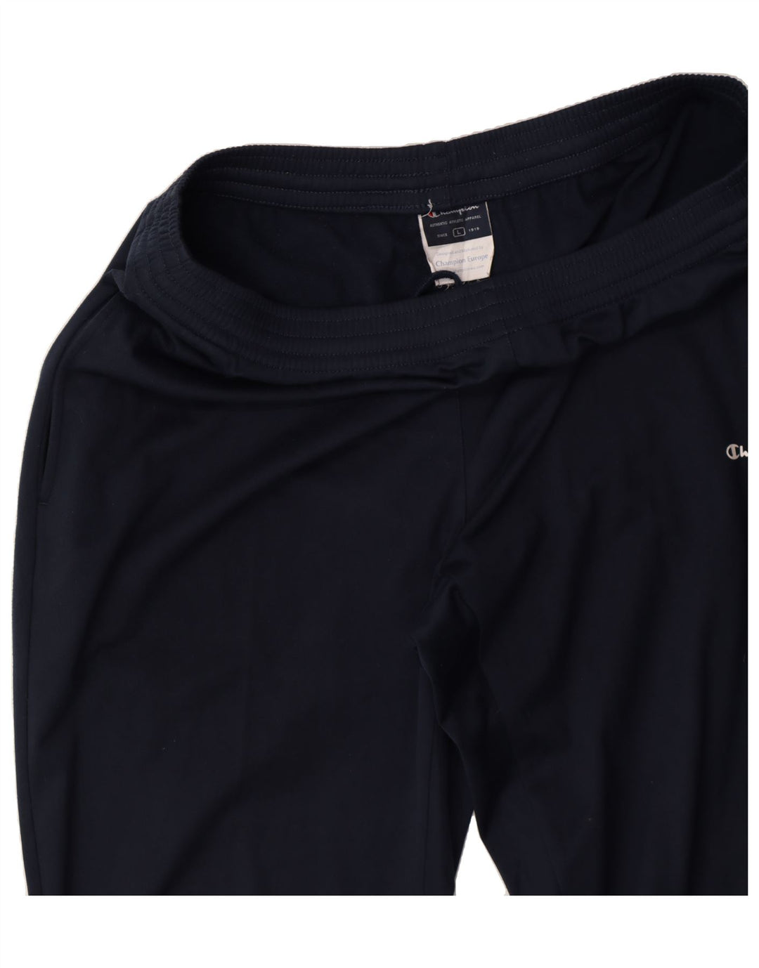 CHAMPION Mens Tracksuit Trousers Large  Navy Blue Polyester Vintage Champion and Second-Hand Champion from Messina Hembry 