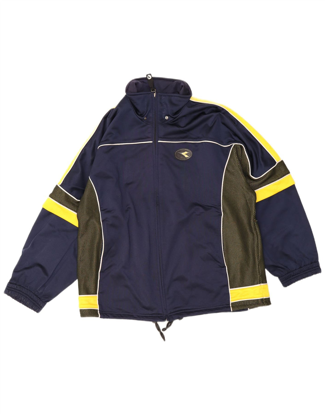 Diadora Mens Tracksuit Top Jacket UK 38 Medium Navy Blue Colourblock