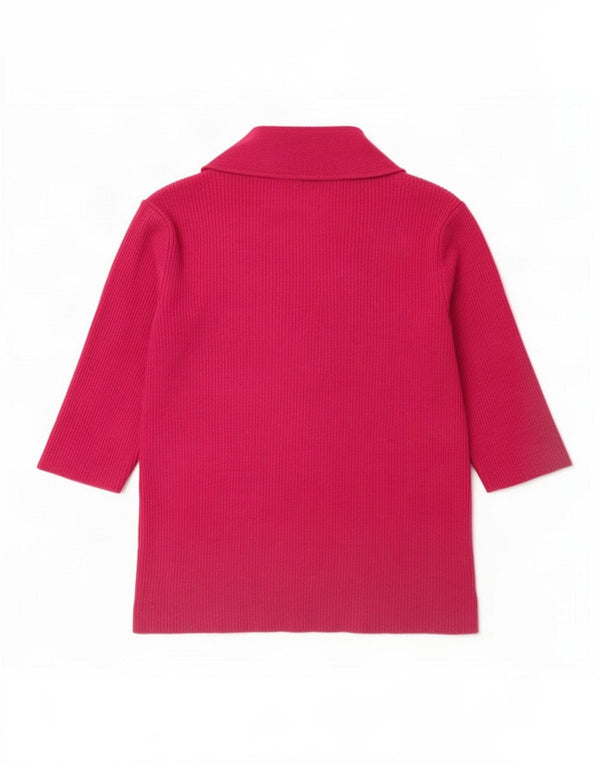 Toast Suéter tipo jersey de manga corta con cuello tipo polo para mujer UK 40 Lana rosa mediana