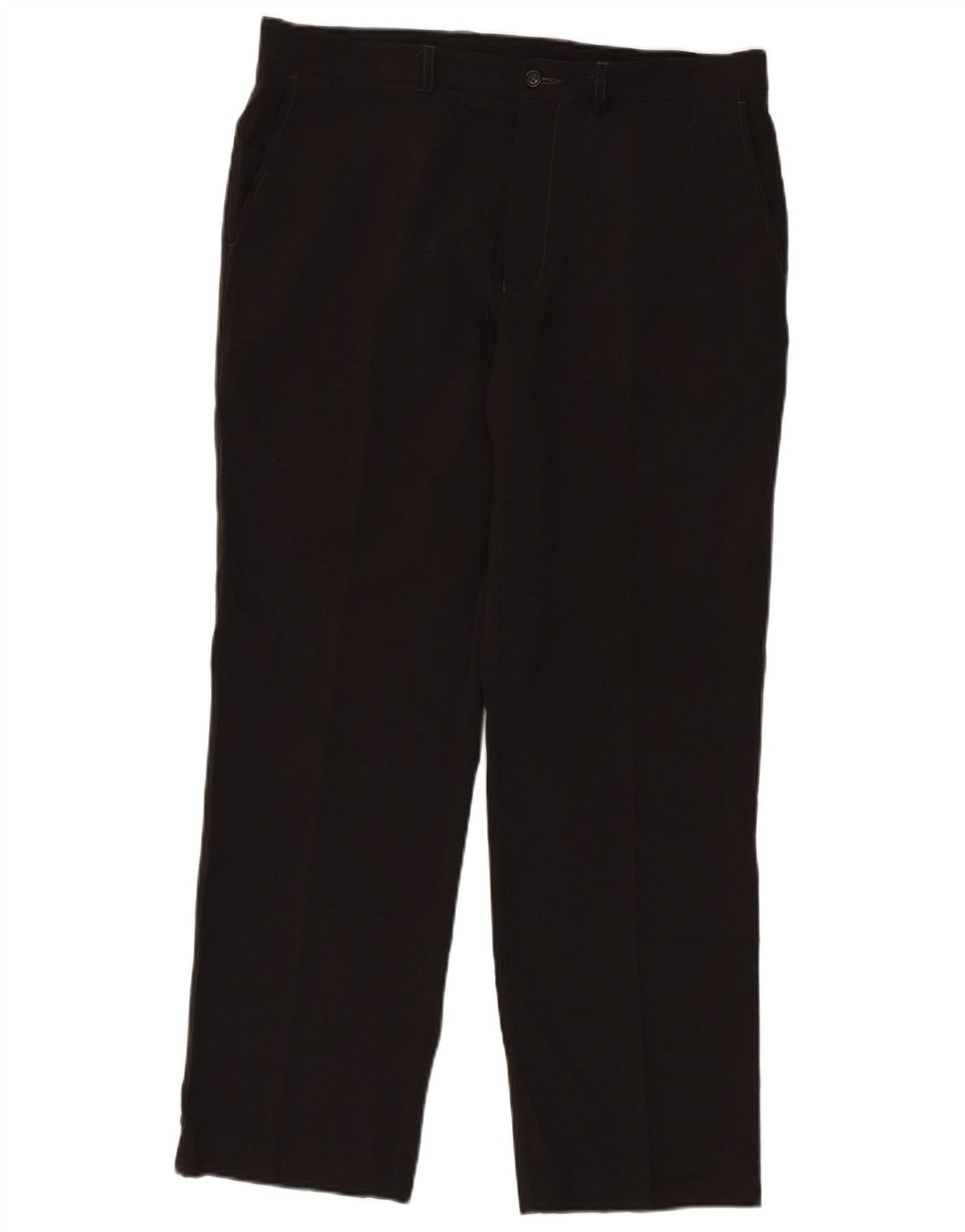 Calça chino reta masculina Marks & Spencer W36 L31 poliéster cinza