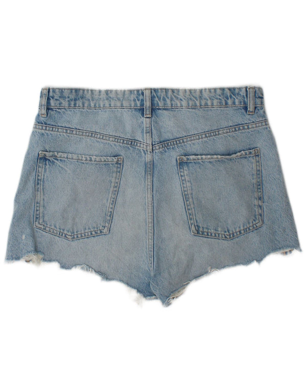 Zara Womens Distressed Denim Shorts EU 44 XL W34 Blue