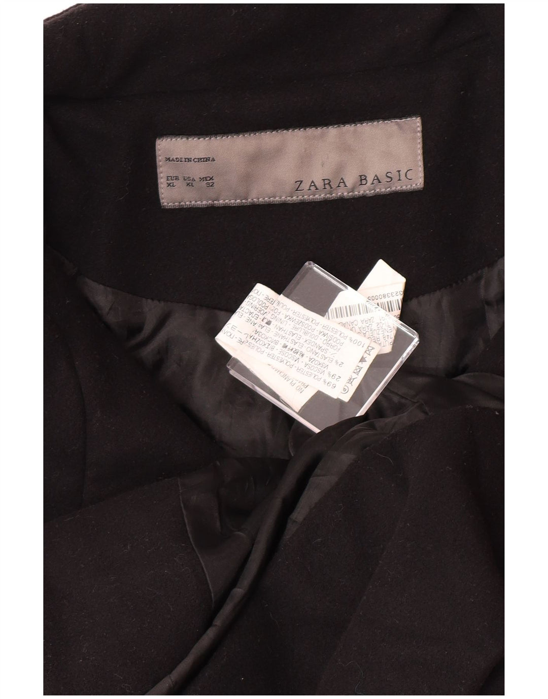 Zara Womens Military Jacket UK 18 XL Black Polyester