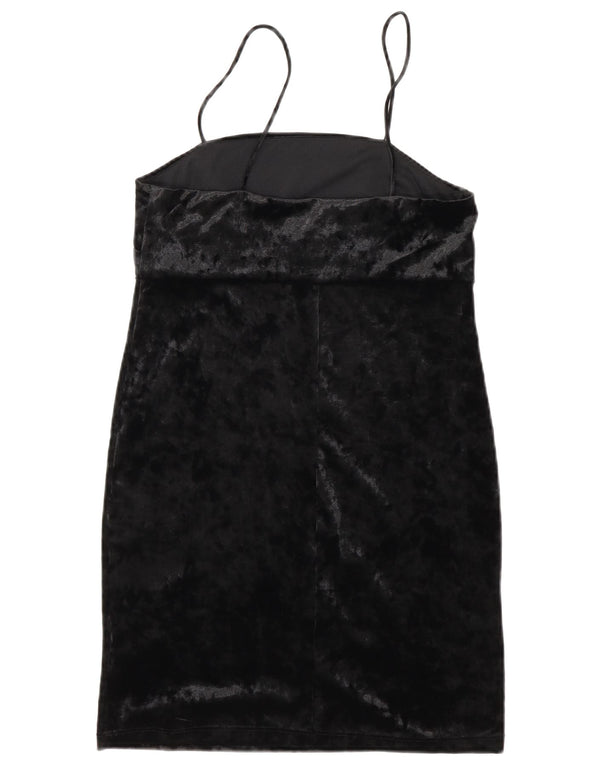 Topshop Womens Petite Velour Slip Dress UK 8 Small Black Polyester