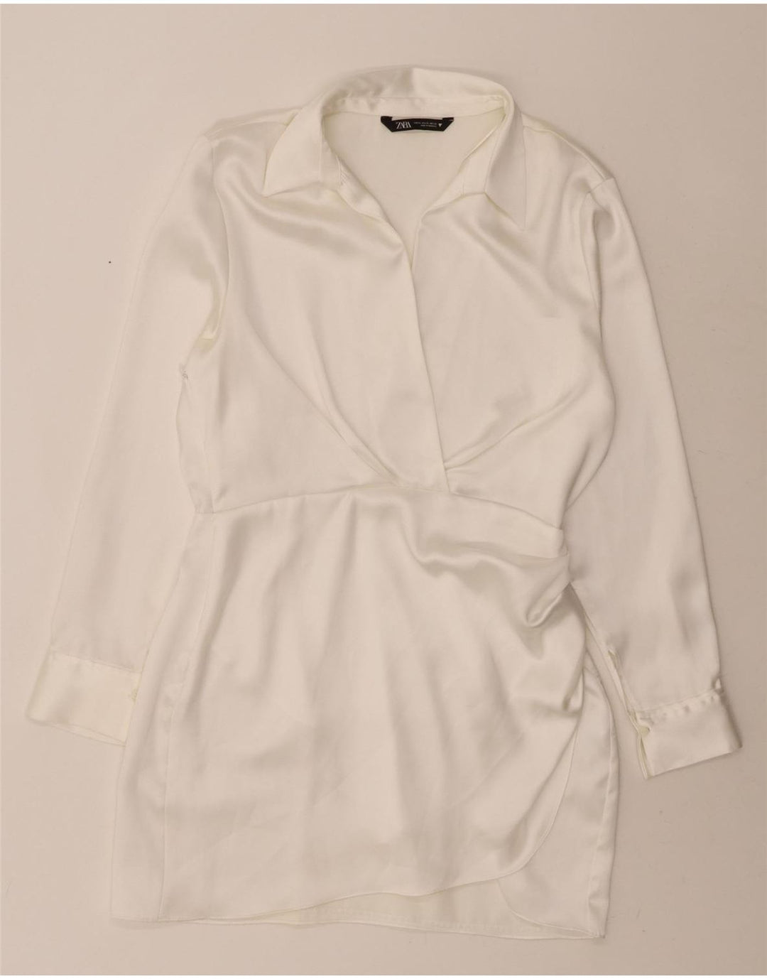 ZARA Womens Long Sleeve Sheath Dress UK 18 XL White Polyester Vintage Zara and Second-Hand Zara from Messina Hembry 