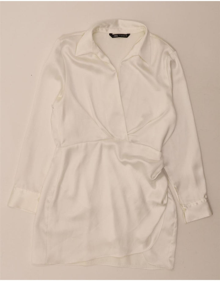ZARA Womens Long Sleeve Sheath Dress UK 18 XL White Polyester Vintage Zara and Second-Hand Zara from Messina Hembry 