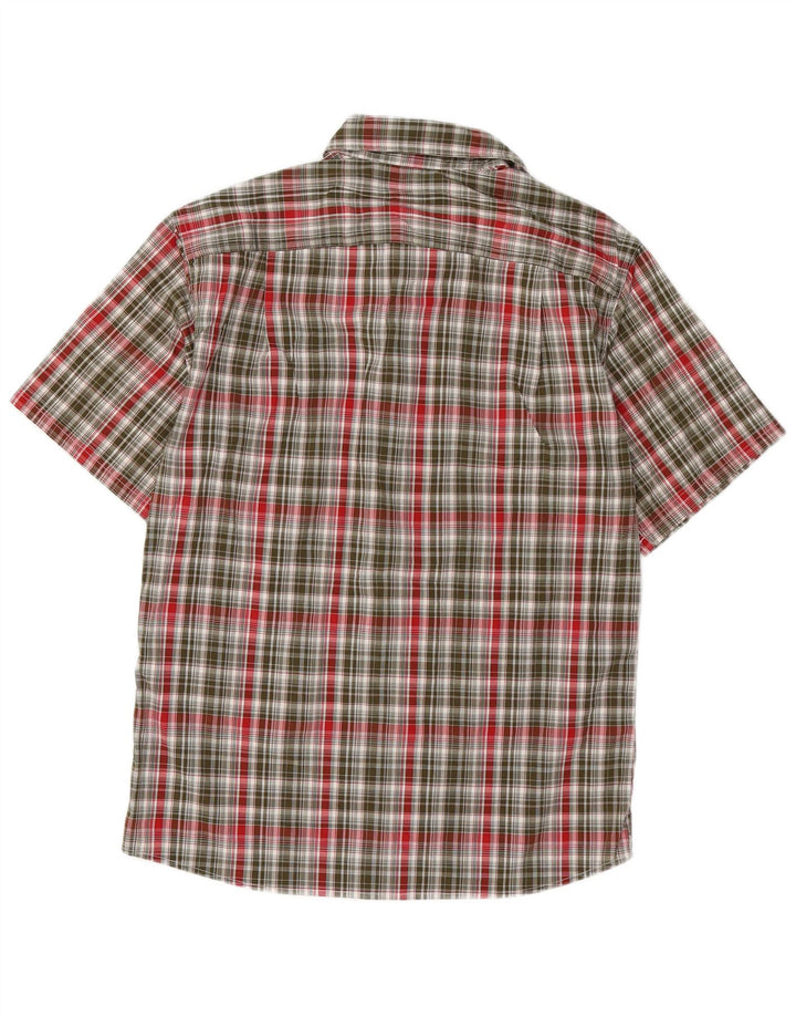 EDDIE BAUER Mens Short Sleeve Shirt Medium Khaki Check Polyester