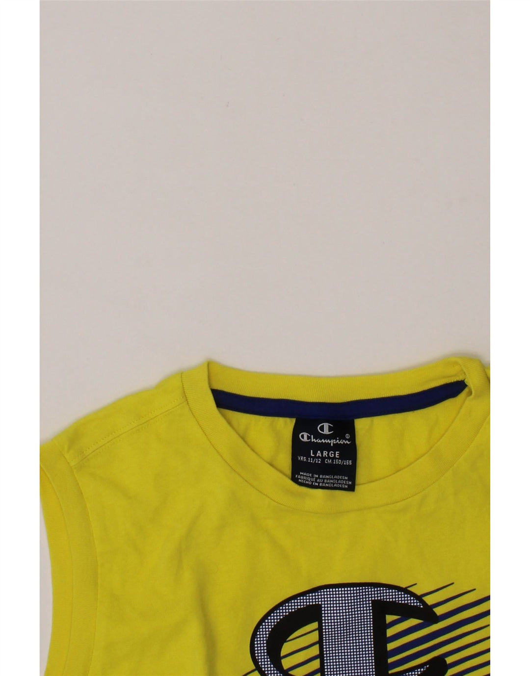 CHAMPION Boys Graphic Vest Top 11-12 Years Large  Yellow Vintage Champion and Second-Hand Champion from Messina Hembry 