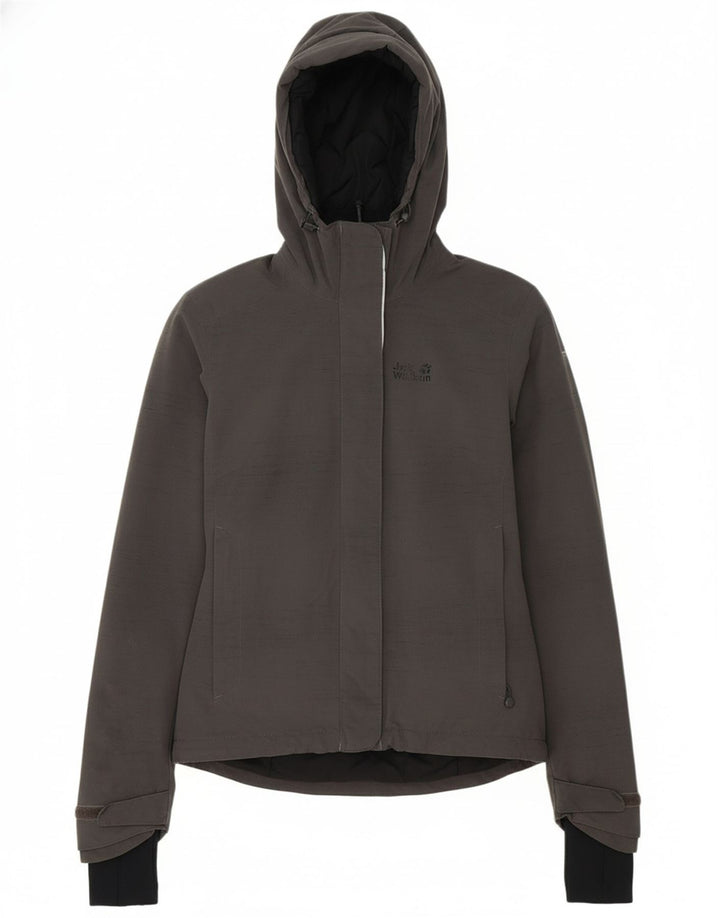 JACK WOLFSKIN Womens Hooded Windbreaker Jacket UK 10 Small Grey Polyester