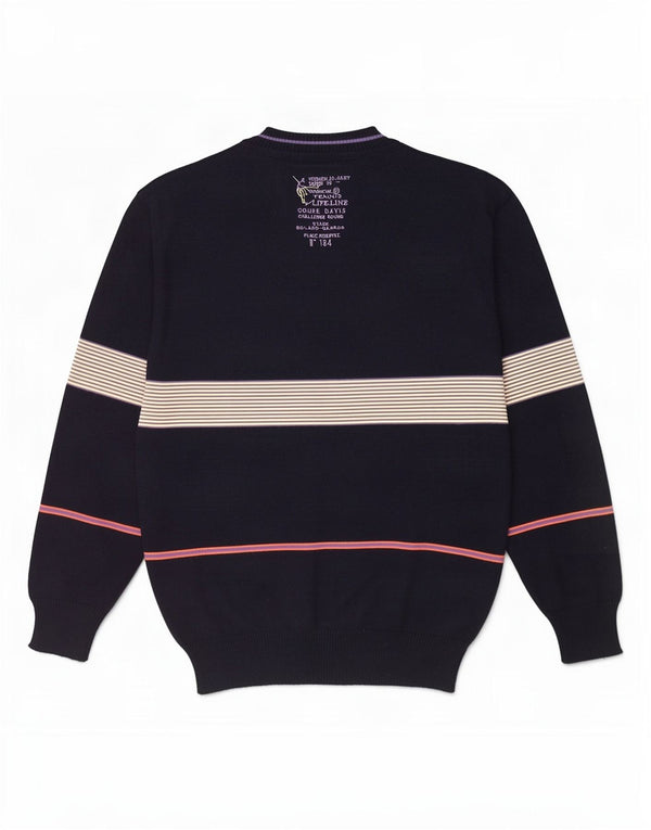 Maglione da uomo con scollo a V Life Line IT 50 Lana gessata medio blu navy