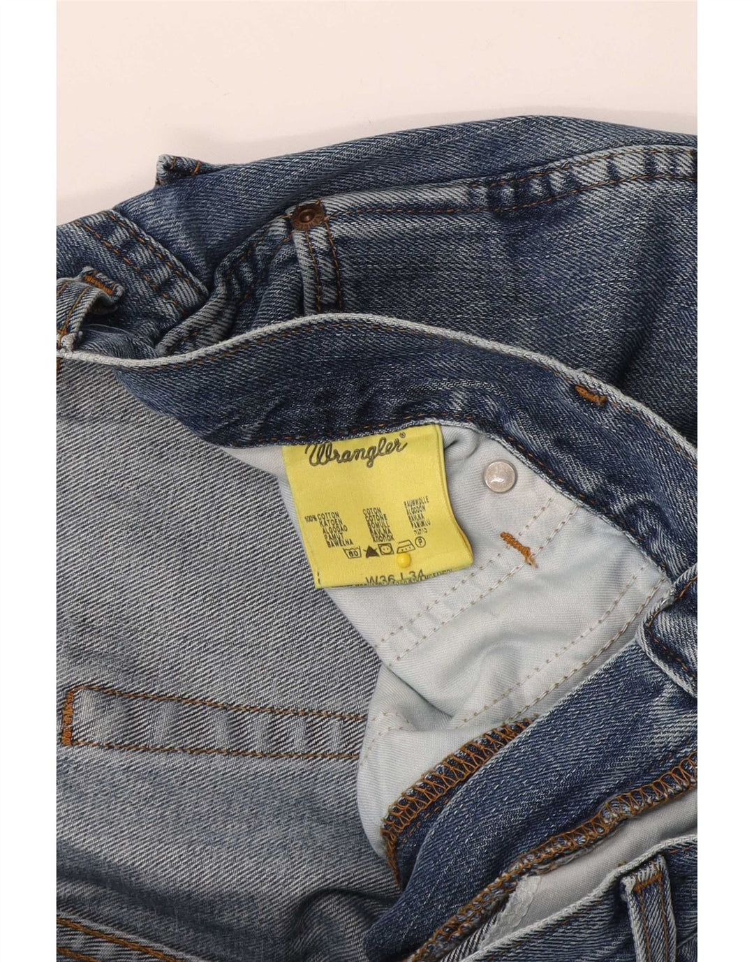 Wrangler Mens Straight Jeans W36 L34 Blue Cotton