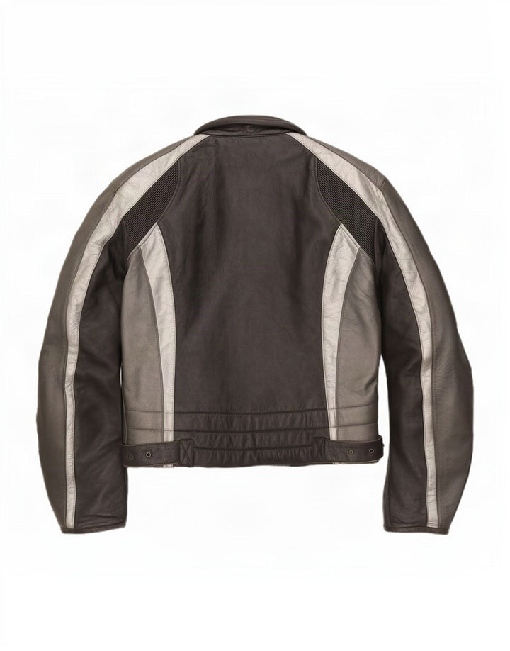 Giacca da pilota in pelle vintage da uomo IT 52 Large Black Colourblock