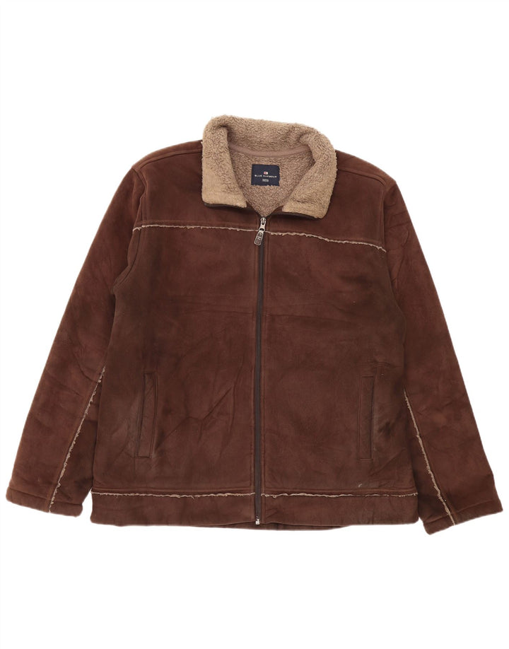 MARKS & SPENCER Mens Sherpa Jacket UK 41/43 Large Brown Polyester