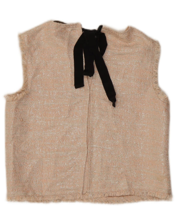 Zara Γυναικεία Αμάνικη Μπλούζα Τοπ UK 10 Small Beige Acrylic