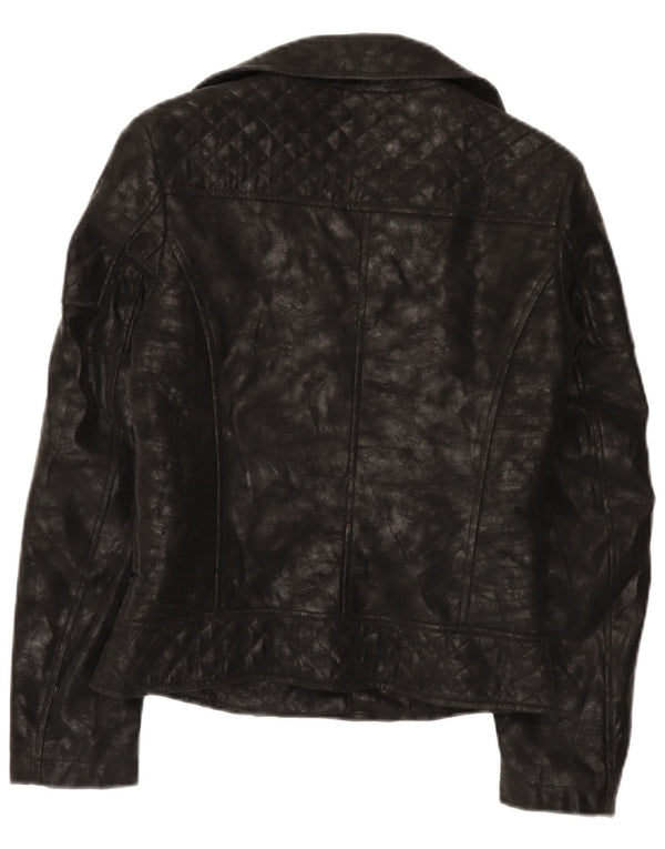 Guess Veste de motard en simili cuir pour femme UK 4 XS Noir Polyuréthane