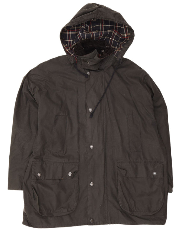 Giacca da uomo in cotone cerato con cappuccio vestibilità ampia MC Orvis UK 40 grande nera
