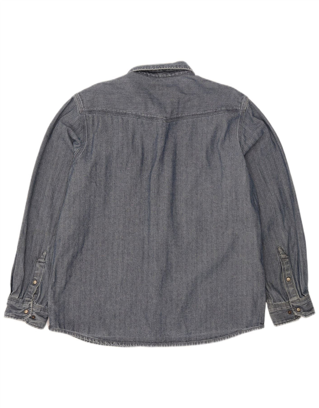 Carhartt Mens Slim Fit Shirt Large Blue Herringbone Cotton