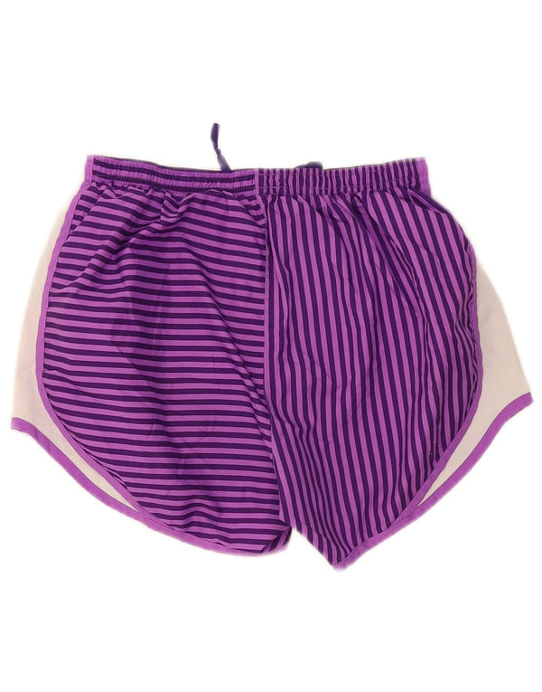 Nike Damen Dri Fit Sport Shorts UK 8 Small Lila gestreift Polyester