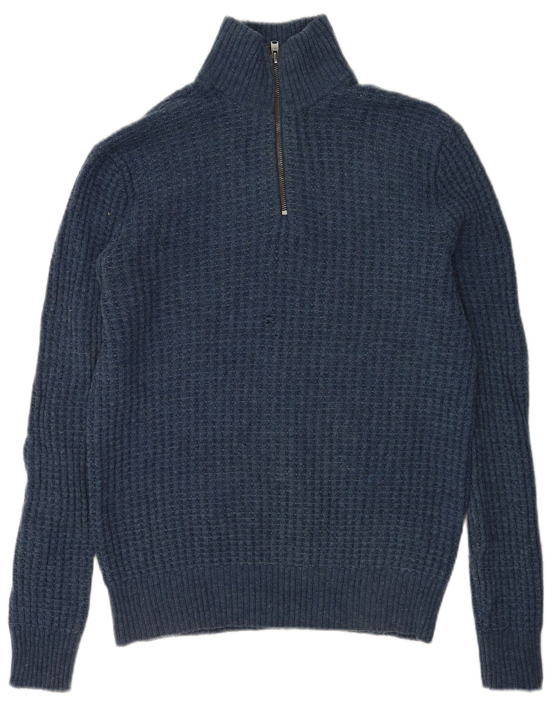 Gap Mens Zip Neck Jumper Sweater Small Blue Lambswool