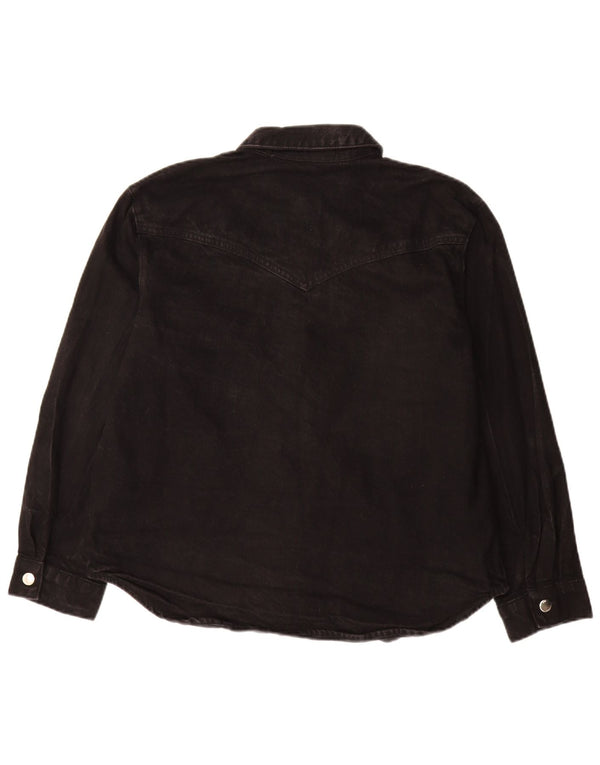 Camicia in denim oversize da donna Zara UK 10 piccola in cotone nero