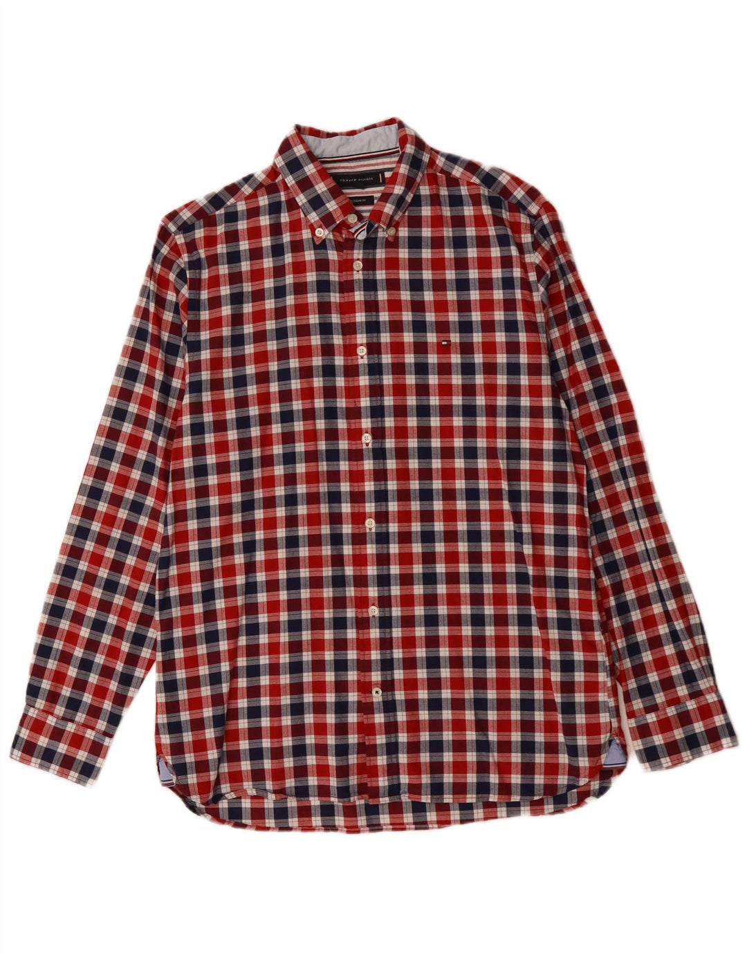TOMMY HILFIGER Férfi normál szabású ing Közepes piros Gingham Cotton