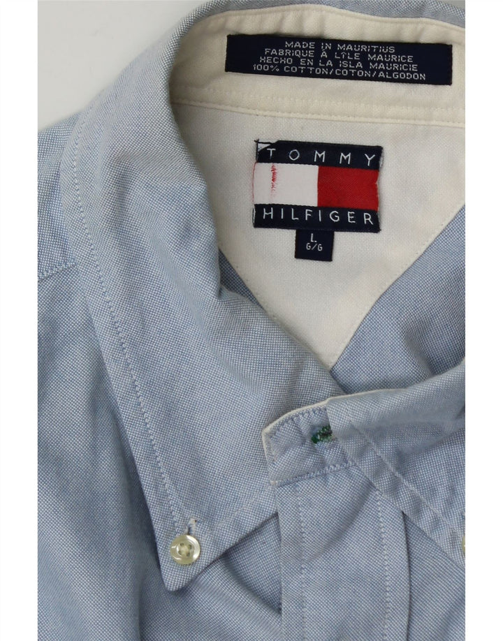 TOMMY HILFIGER Mens Shirt Large Blue Cotton Vintage Tommy Hilfiger and Second-Hand Tommy Hilfiger from Messina Hembry 