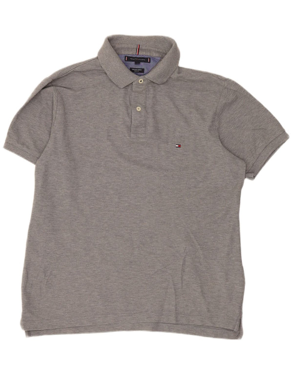 Tommy Hilfiger Mens Slim Fit Polo Shirt XL Grey Cotton