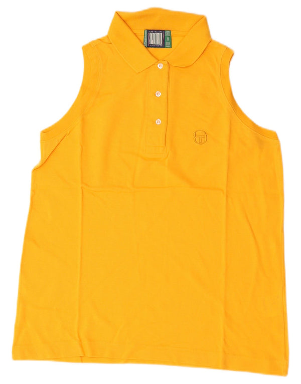 Sergio Tacchini Womens Sleeveless Polo Shirt UK 10 Small Yellow Cotton