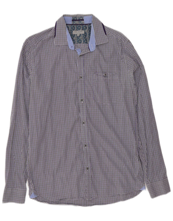 Ted Baker Herreskjorte str. 3 Medium Blue Gingham Cotton