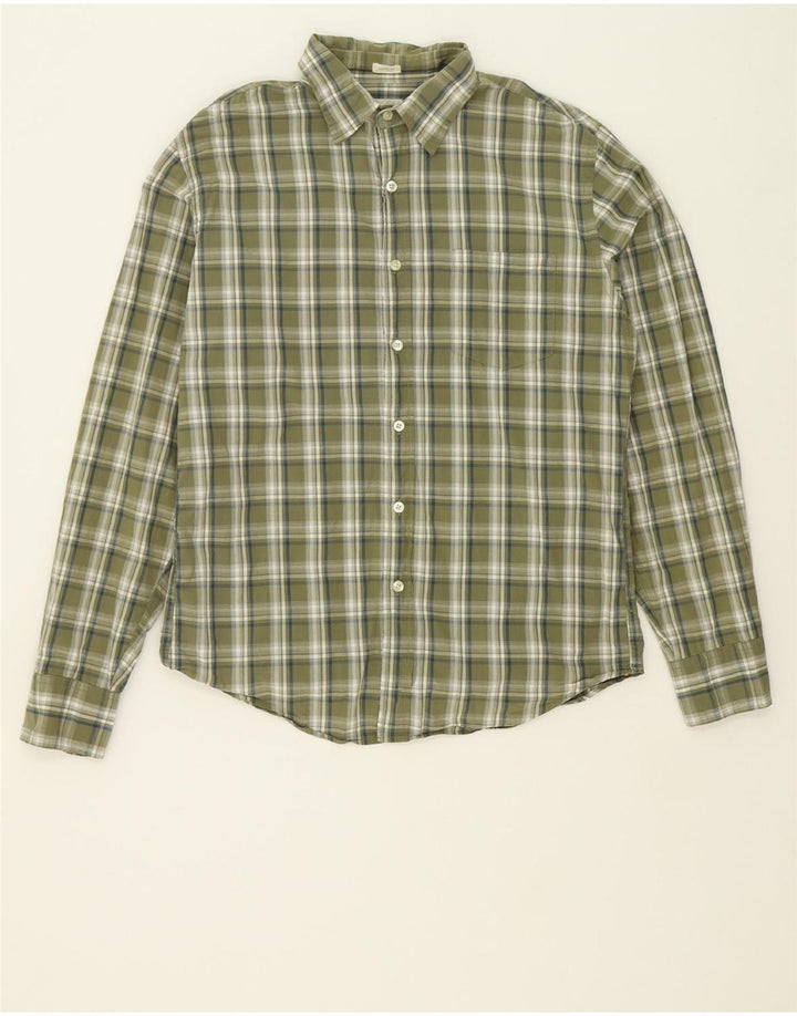 J. CREW Mens Tailored Fit Shirt Medium Khaki Check Cotton Vintage J. Crew and Second-Hand J. Crew from Messina Hembry 