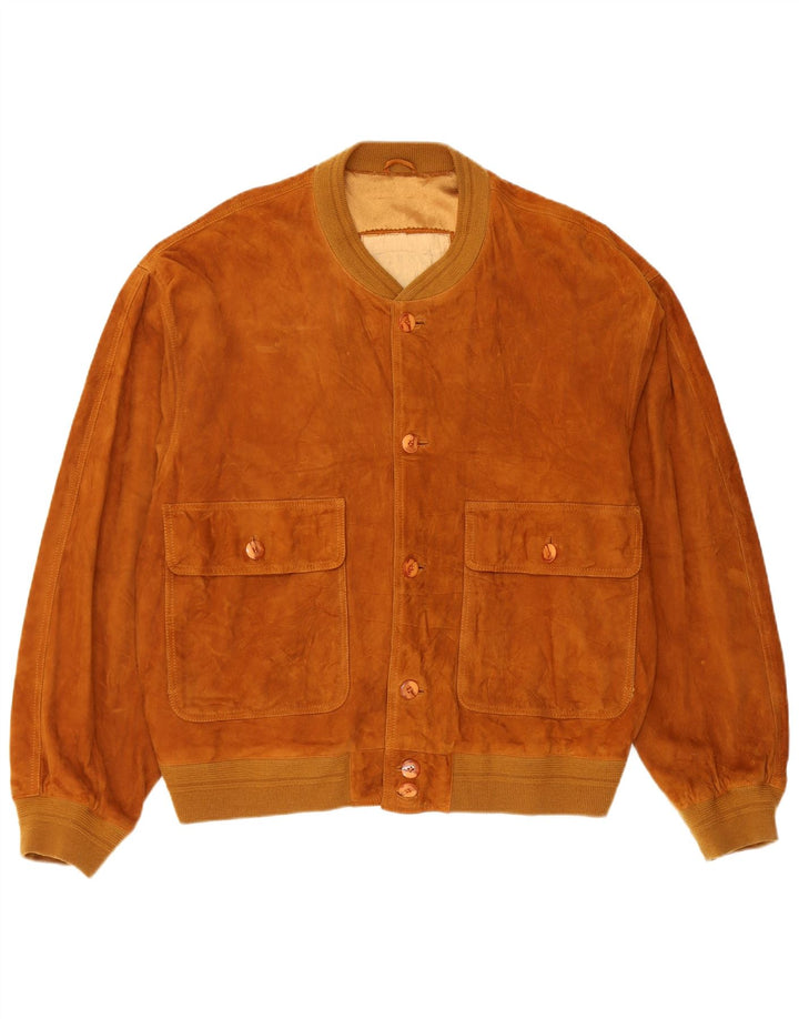 Vintage muška bomber jakna od brušene kože IT 52 velika smeđa koža