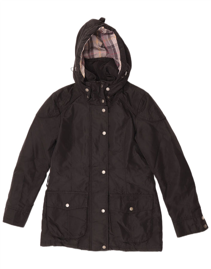 Barbour Dame Hooded Parka Jacket UK 10 Small Black
