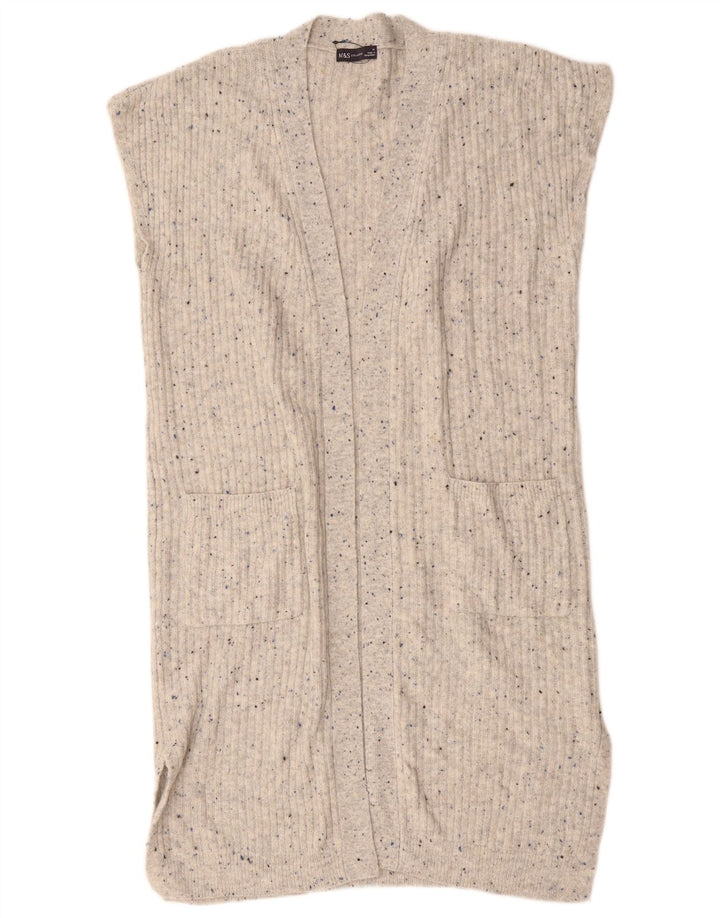 Marks & Spencer Womens Sleeveless Cardigan Sweater UK 14 Medium Grey