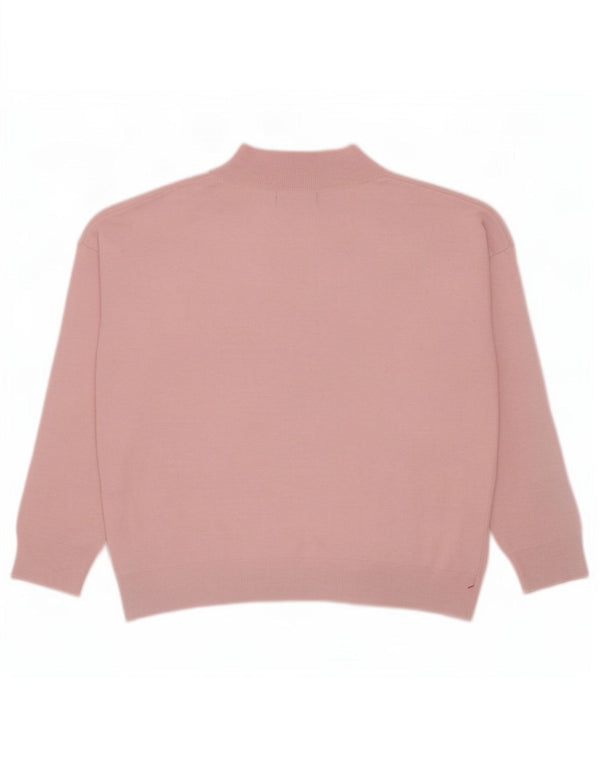 Marks & Spencer Womens Oversized V-Neck Jumper Sweater UK 14 Medium Pink