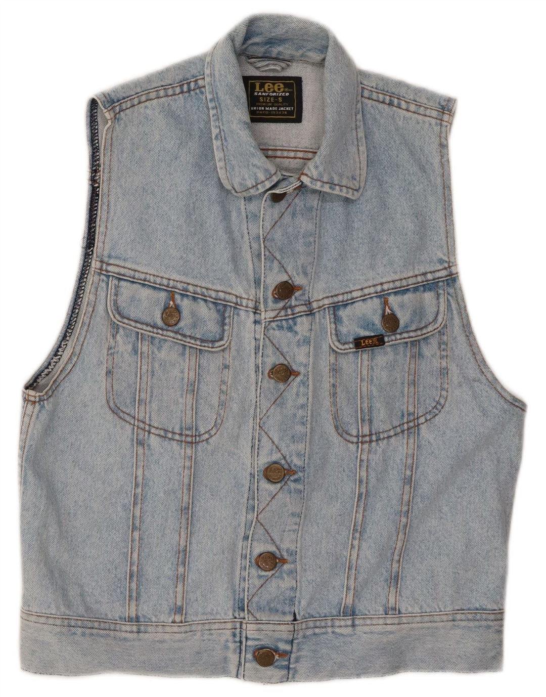 Lee Herre Denim Gilet UK 36 Small Blue Cotton