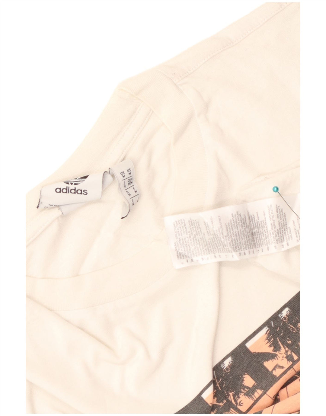 Adidas Mens Graphic T-Shirt Top Medium White Cotton