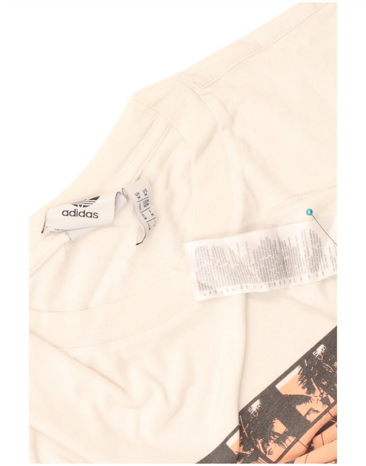 Adidas Mens Graphic T-Shirt Top Medium White Cotton
