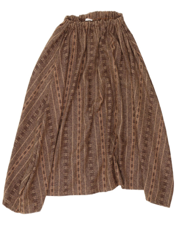 Vintage Womens Asymmetrical Skirt W34 Large Brown Striped