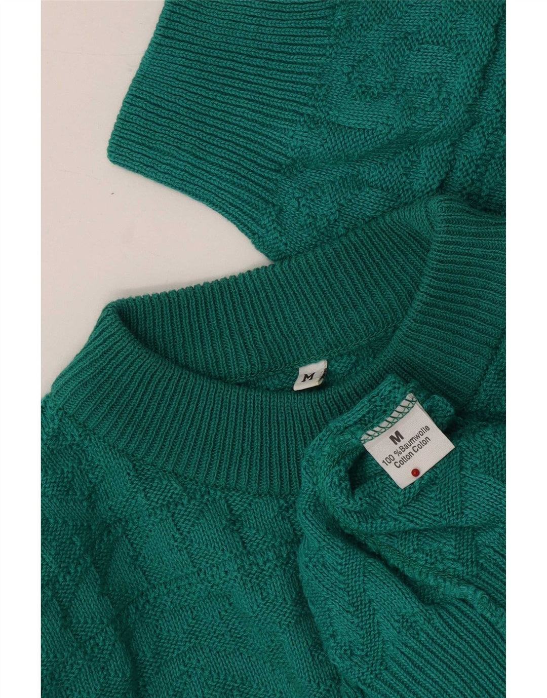 Vintage Womens Turtle Neck Jumper Sweater UK 14 Medium Green Geometric