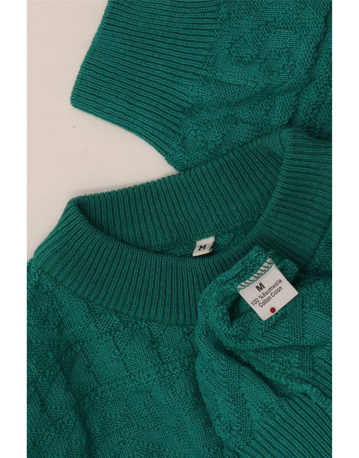 Vintage Womens Turtle Neck Jumper Sweater UK 14 Medium Green Geometric