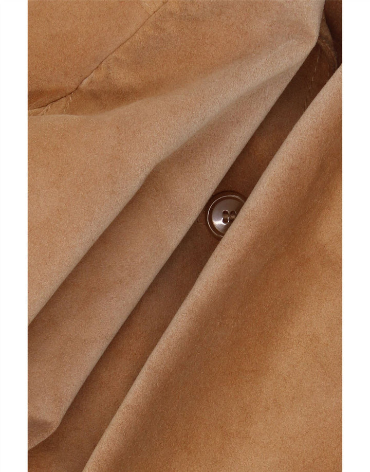 Barone Womens Suede Jacket UK 10 Small Beige Leather