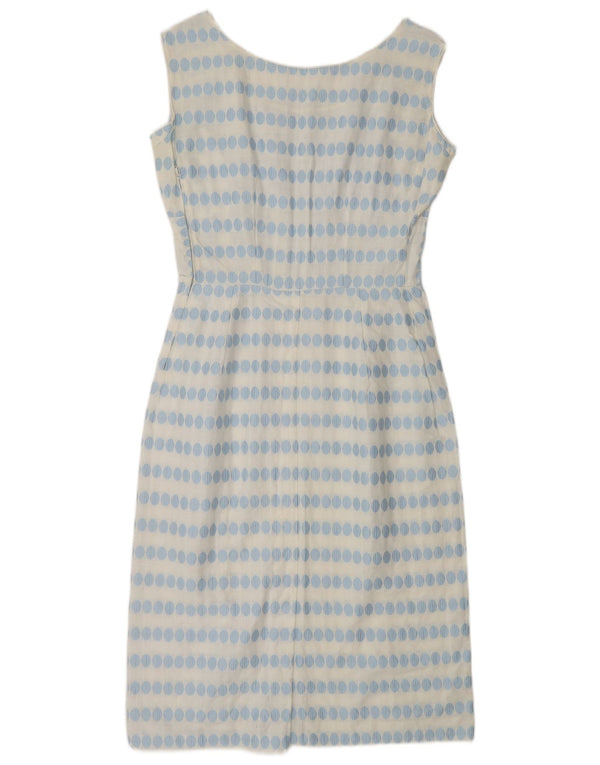 Vintage Kvinders Ærmeløs Skede Kjole UK 10 Small White Polka Dot