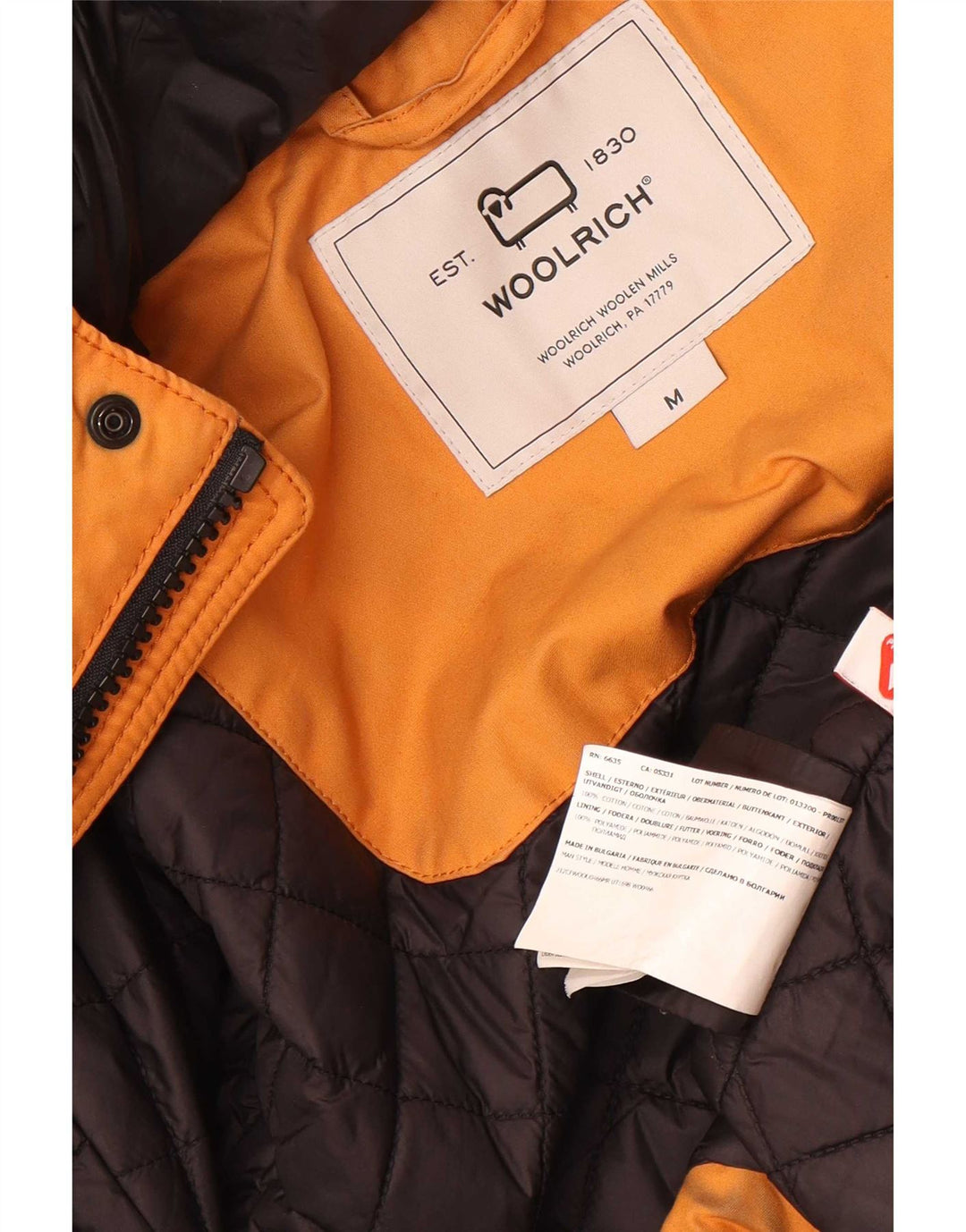 Woolrich Mens Hooded Utility Jacket UK 38 Medium Orange Cotton