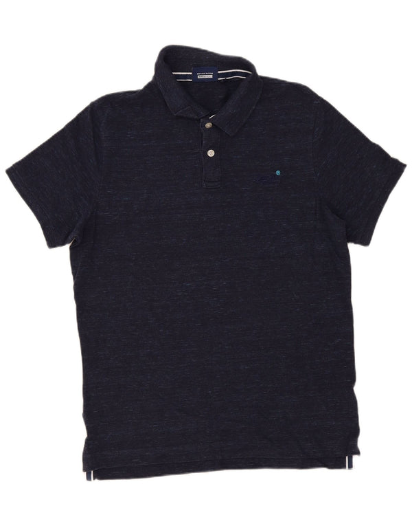 Superdry Mens Regular Fit Polo Shirt 2XL Navy Blue Flecked Cotton