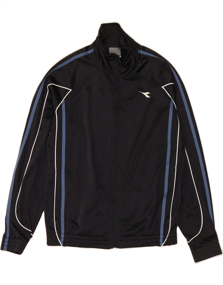 DIADORA Mens Tracksuit Top Jacket UK 36 Small Black Polyester Vintage Diadora and Second-Hand Diadora from Messina Hembry 