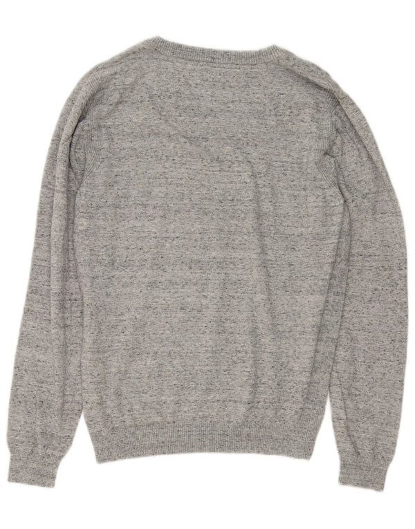 Diesel Mens V-Neck Jumper Sweater Small Grey Flecked Cotton