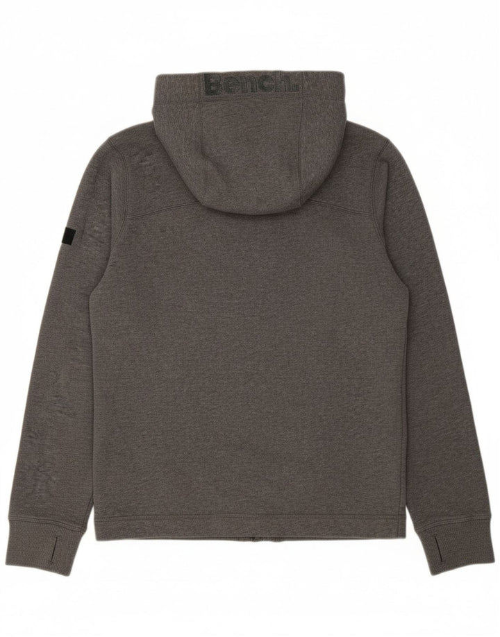 BENCH Mens Zip Hoodie Sweater Small Grey Cotton