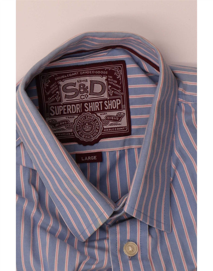 Camicia da uomo Superdry Large in cotone gessato blu