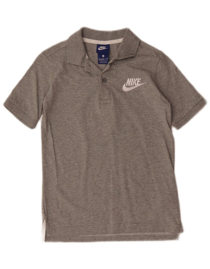 Polo Nike da bambino, 8-9 anni, piccola, in cotone grigio screziato